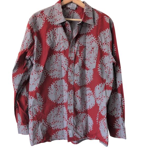 Marithe + Francois Girbaud Vintage Y2K Button Up Red Grey Cotton Shirt Men's M - Picture 1 of 7